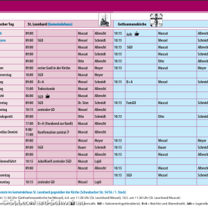 Gottesdienstplan Frühjahr 2026