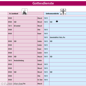 Gottesdienste im Sommer 2025
