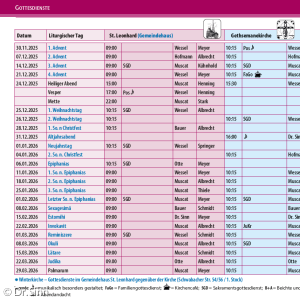 Unsere Gottesdienste Winter 25/26